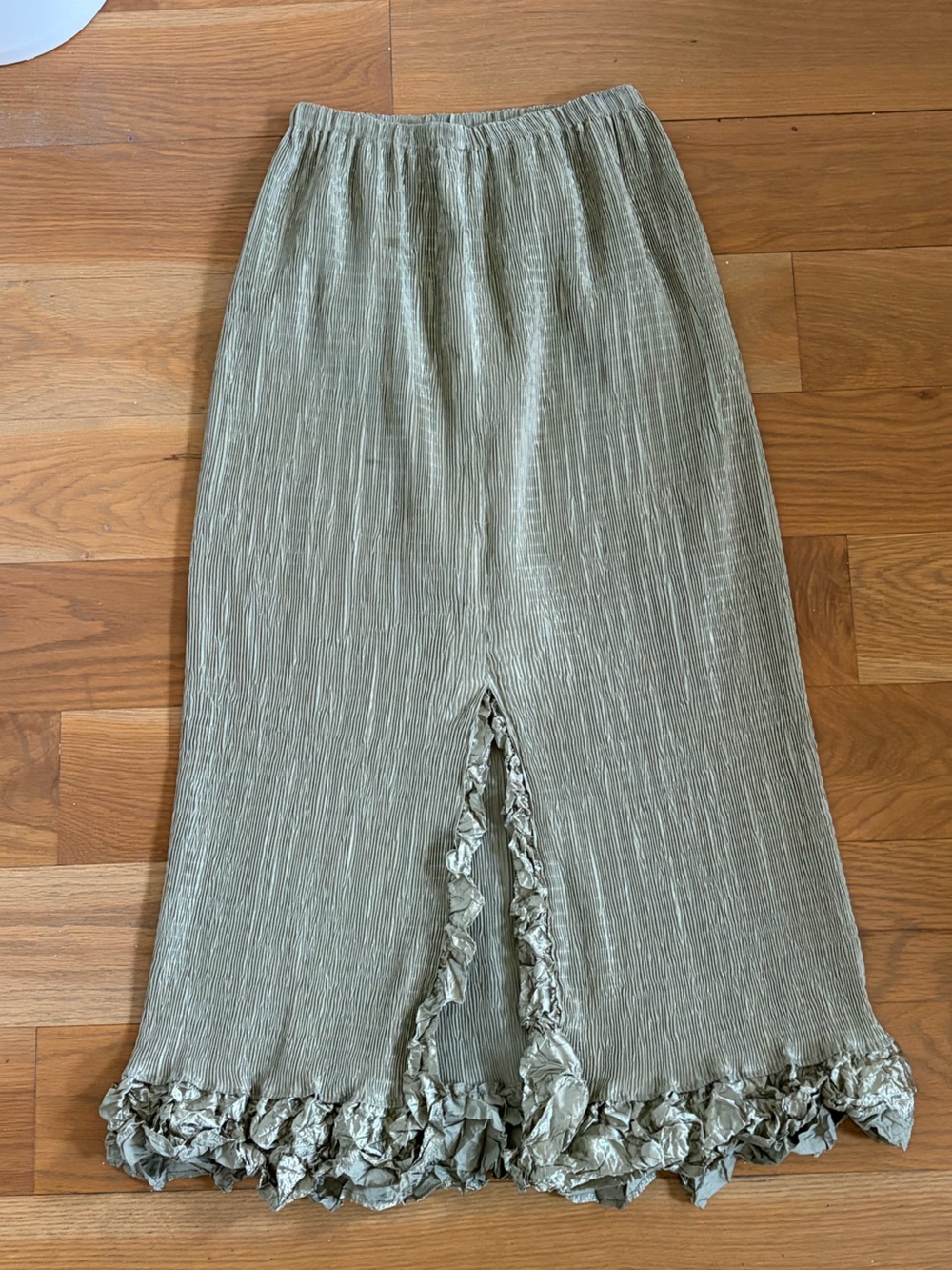 Joie Paris Pleated Olive Green Maxi Skirt